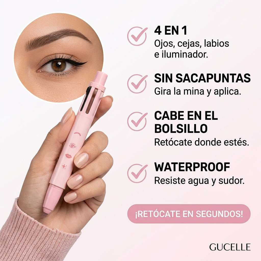 Lápiz de maquillaje 4 en 1 GUCELLE en la mano con sus ventajas