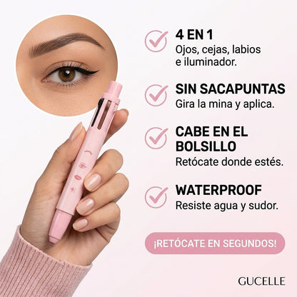 Lápiz de maquillaje 4 en 1 GUCELLE en la mano con sus ventajas