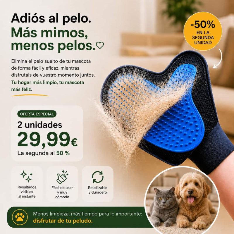 🎉 Oferta Especial: 2 Guantes Quitapelos para Mascotas